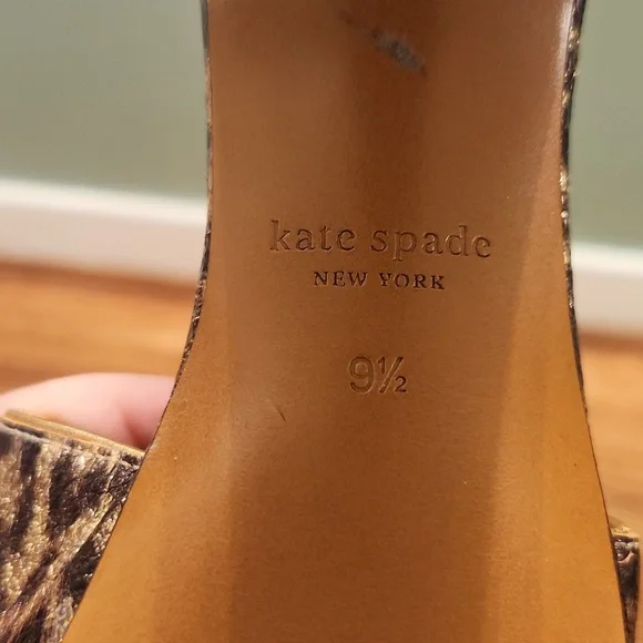 Kate Spade Metalic Copper Animal Print Block Heel Shoes NEW 9.5 - Picture 9 of 12